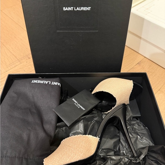 Saint Laurent Black and Cream Heels size 37 - Picture 3 of 5